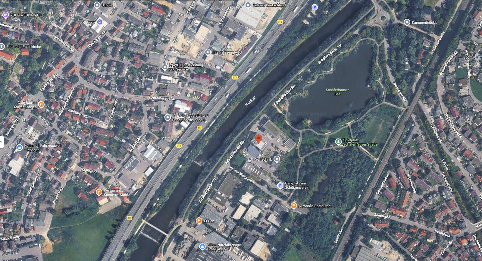 Satelliten-Kartenausschnitt zur Anfahrt nach Wendlingen am Neckar